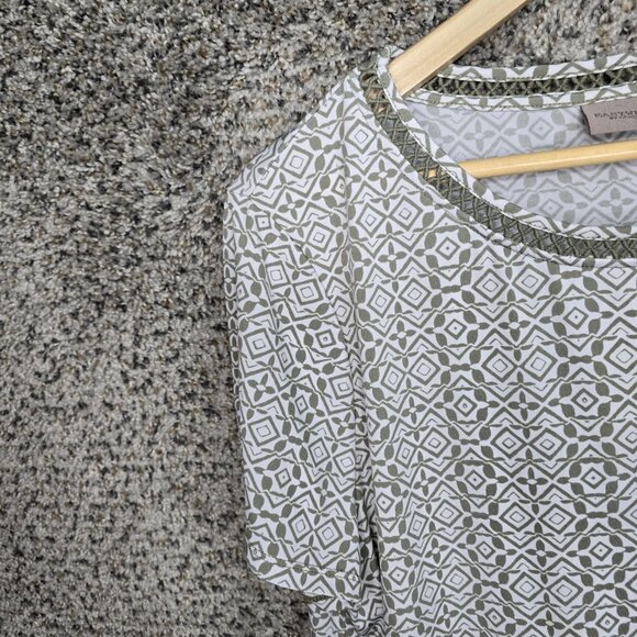 Chicos Easywear Top Womens 2 US Large Green Scoop Neck Printed Blouse Stretch - Picture 3 of 7